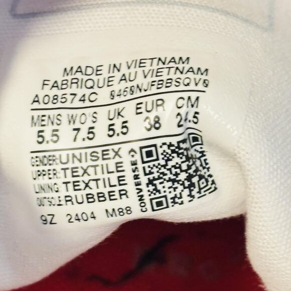 Converse Shoes Womens 7.5 White Red Chuck Taylor All Star 70 High Top Sneakers - Picture 10 of 11